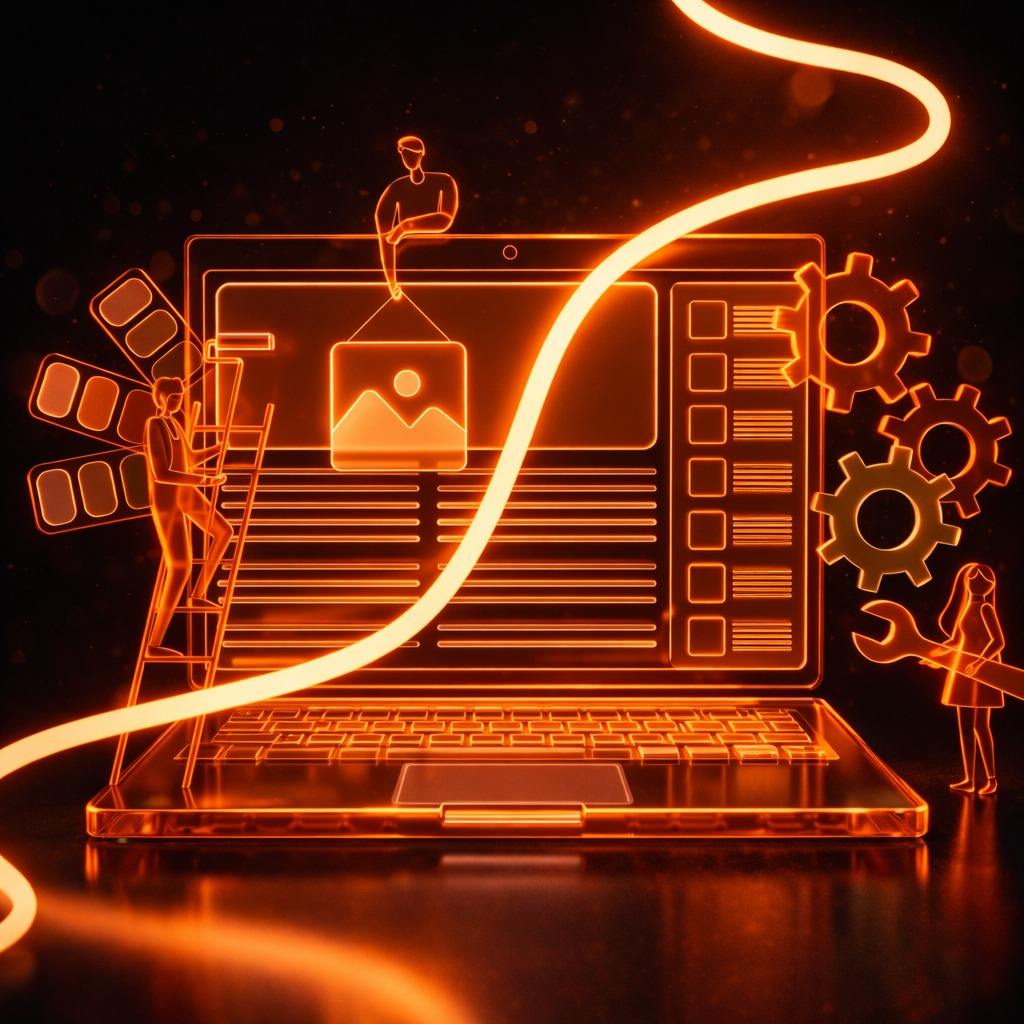 Ilustrație reprezentând refacerea unui site web